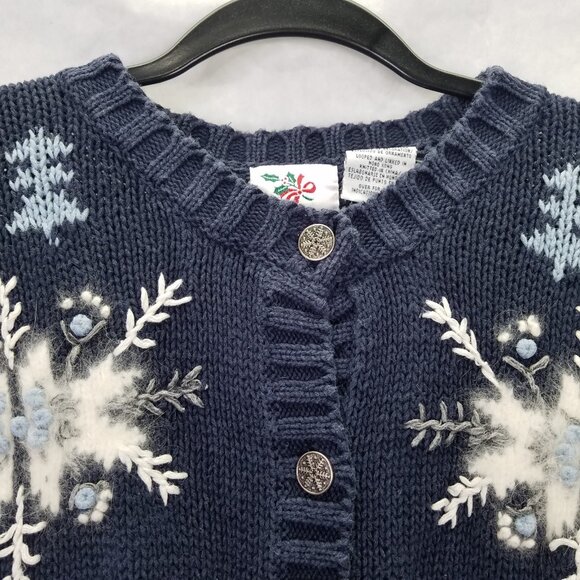 Nutcracker Cardigan M Snowflake Knit Geometric Christmas Star Winter Sweater VTG - Picture 2 of 16